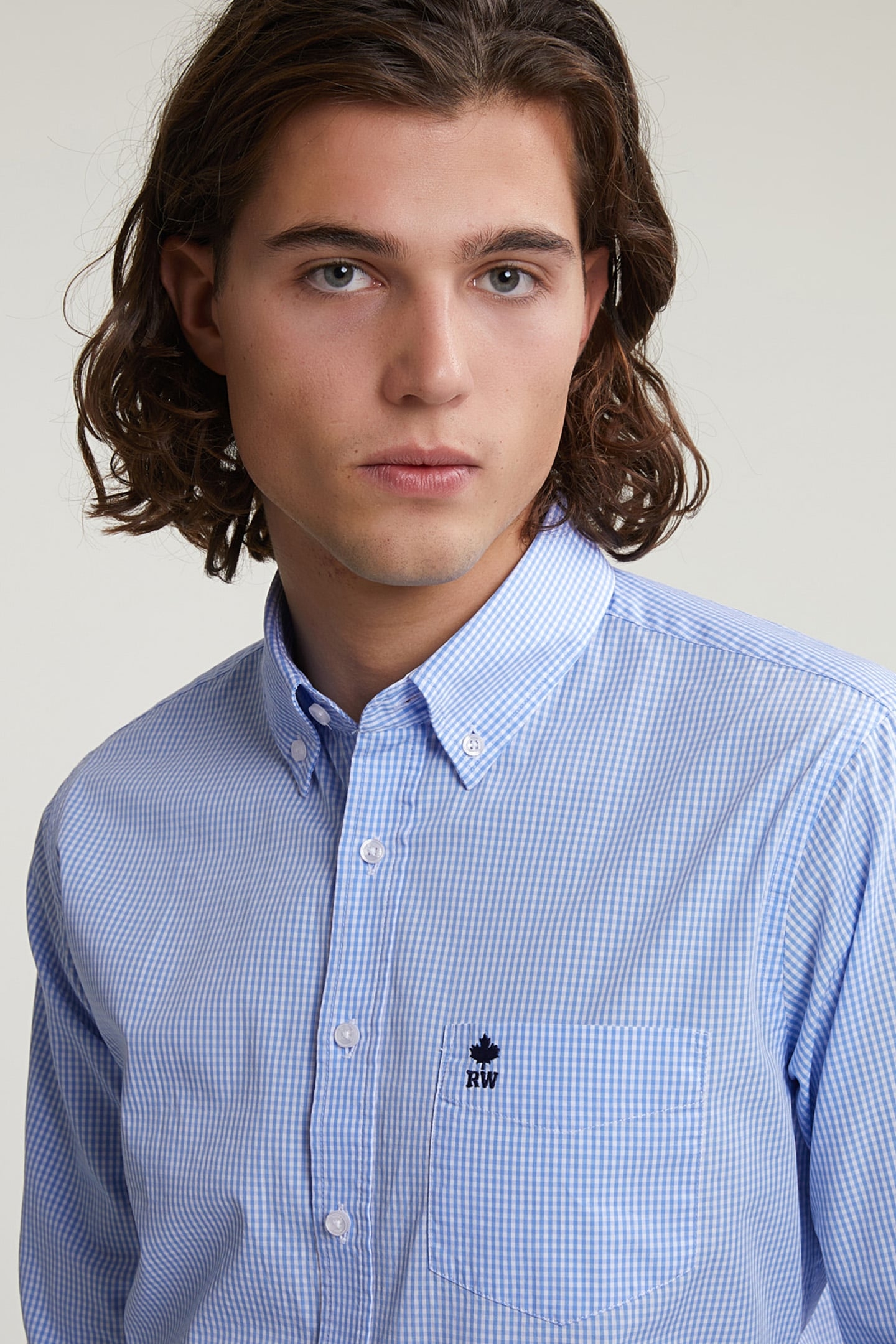 SLIM FIT CHECKED SHIRT WITH POCKET BLUE/WHITE 3