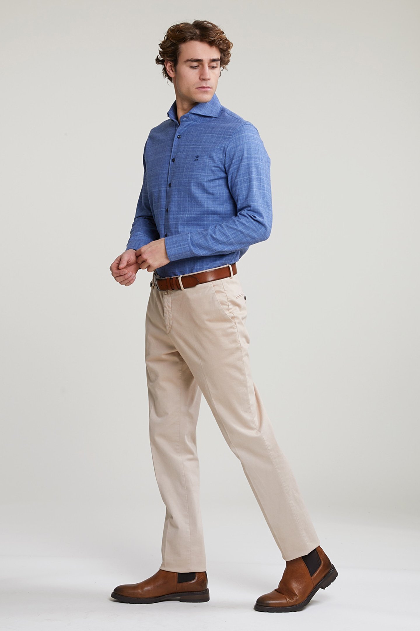 SLIM FIT CHECKED SHIRT BLUE 3