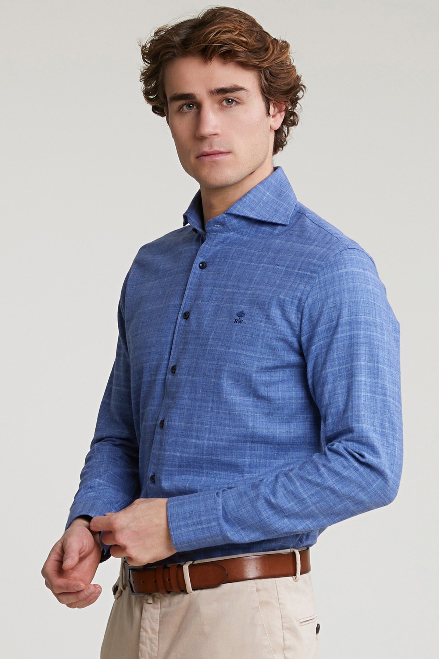 SLIM FIT CHECKED SHIRT BLUE 1