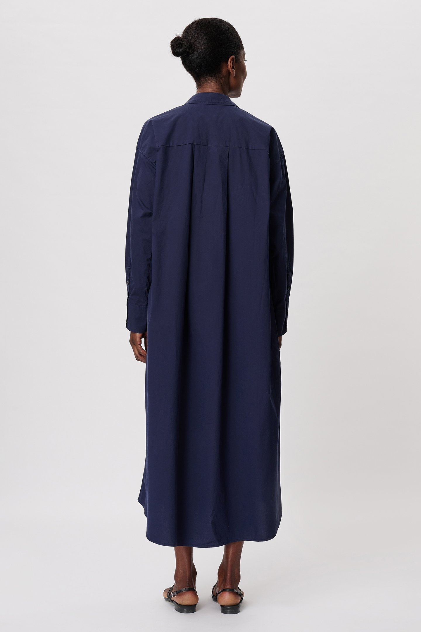 COTTON POPLIN LONG SHIRT DRESS MIDNIGHT BLUE 2