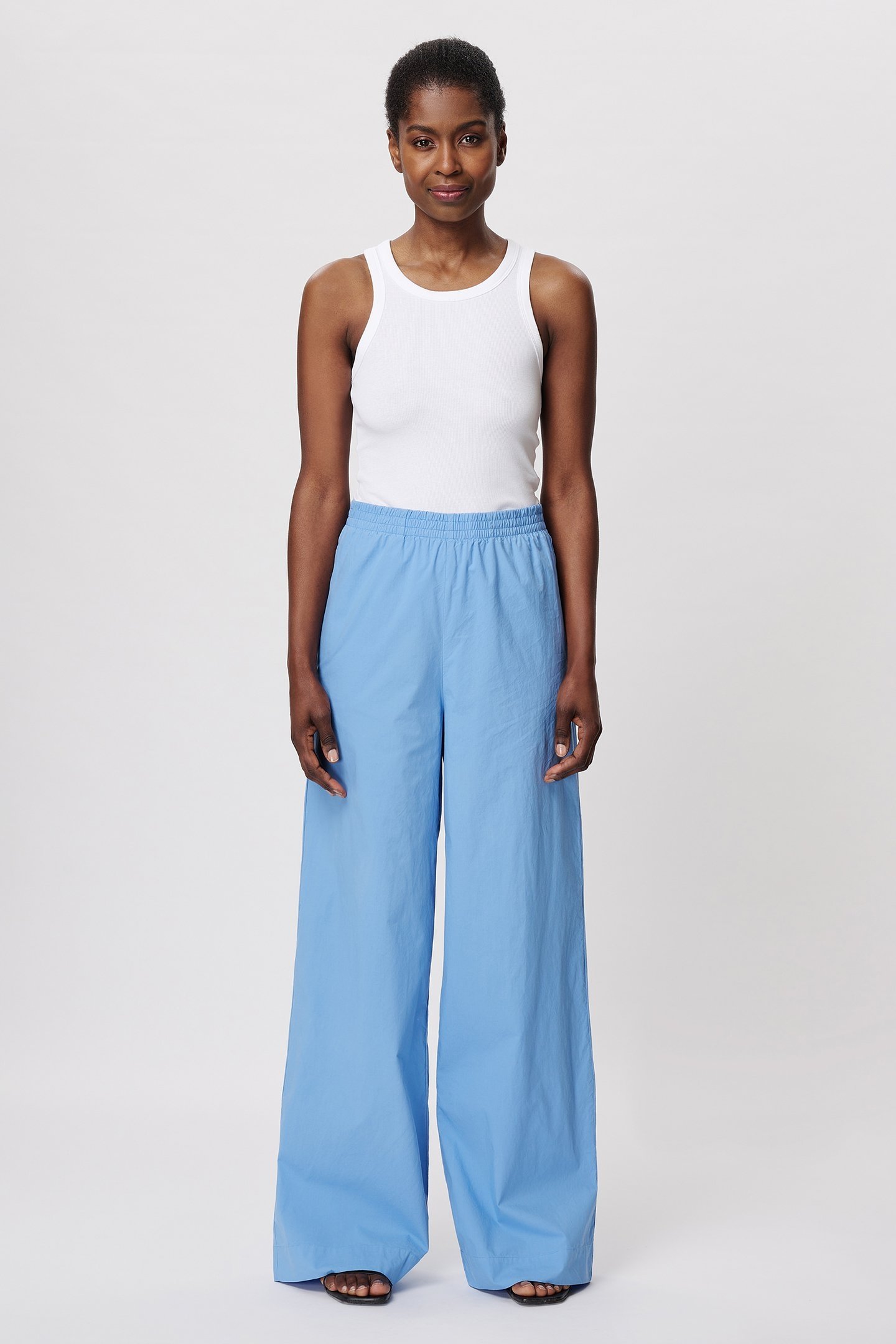 COTTON WIDE LEG PANTS SKY BLUE 1