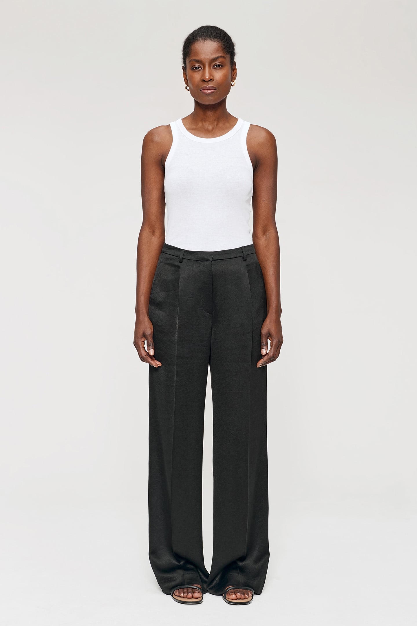 SATIN WIDE LEG PANTS BLACK 1