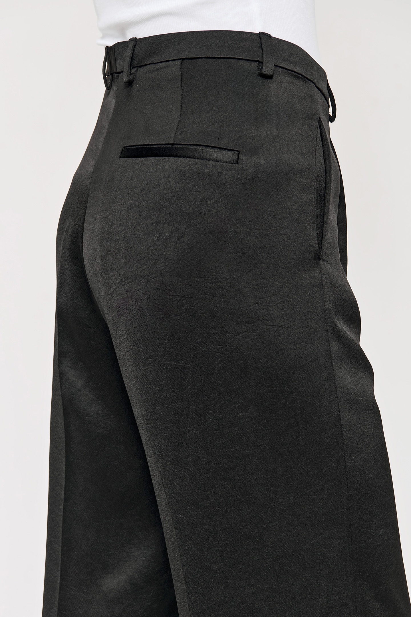 SATIN WIDE LEG PANTS BLACK 5