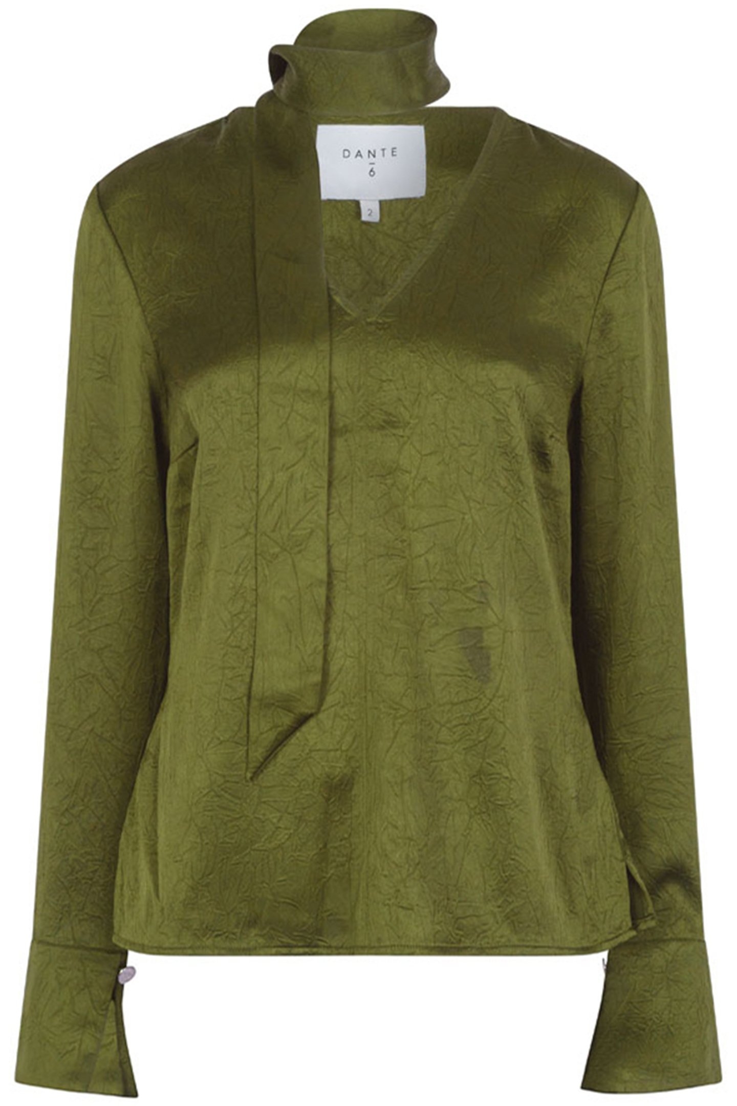 NIYRA CREASED V-NECK TOP FERN GREEN 3
