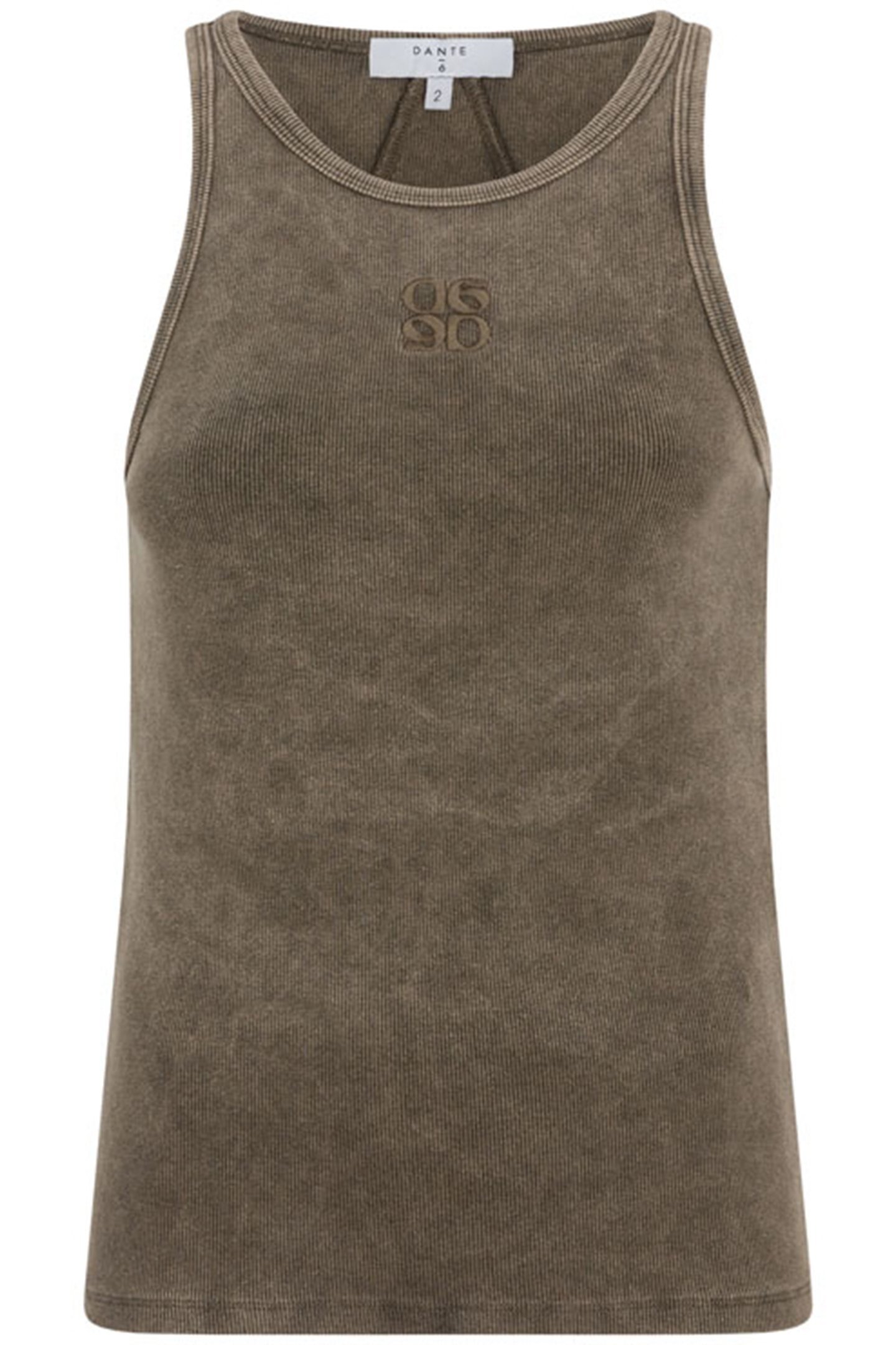 MONOGRAM OIL WASH TANKTOP OLIVE VINE 2