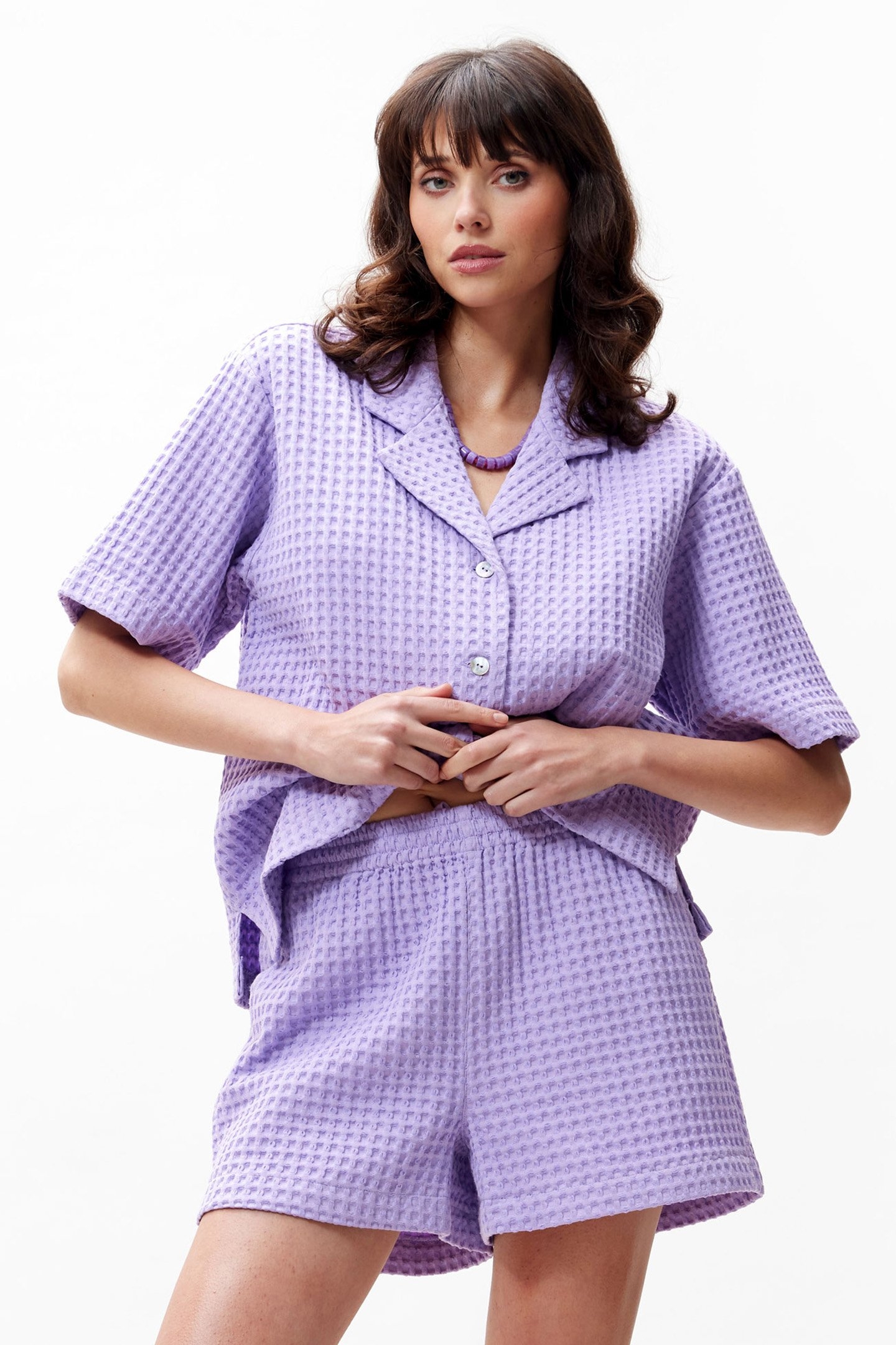 RESORT TEXTURED BLOUSE PURPLE SKY 1