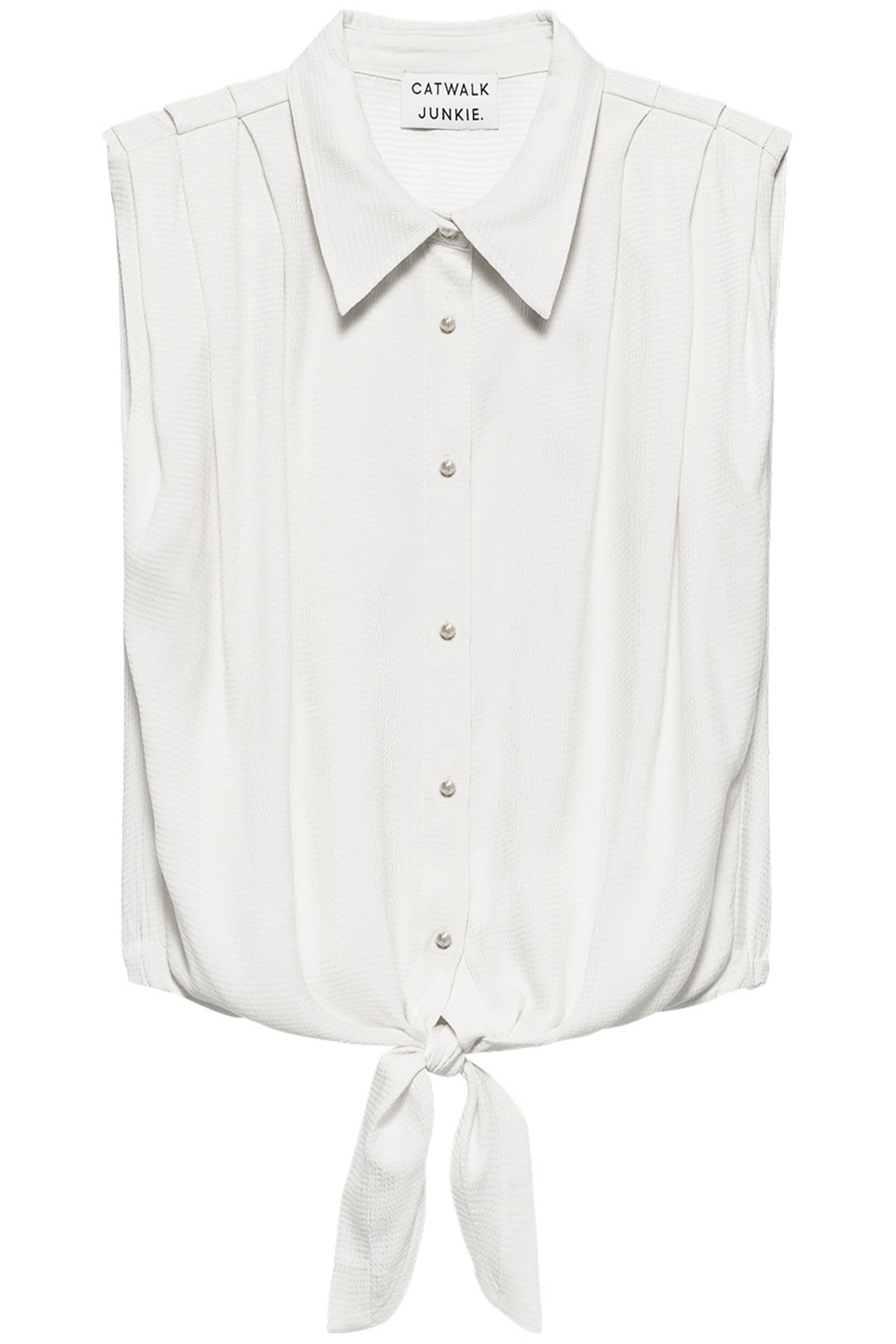 SLEEVELESS BLOUSE WITH LASH OFF WHITE 4