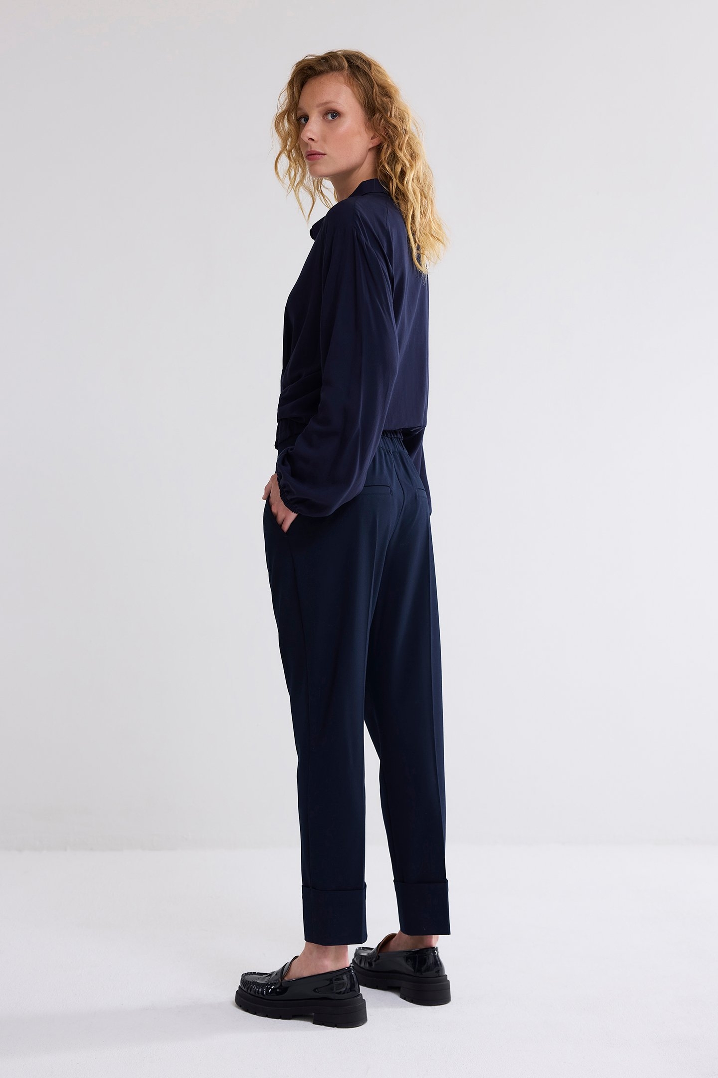 TROUSERS VISCOSE BLEND STRETCH MIDNIGHT BLUE 2