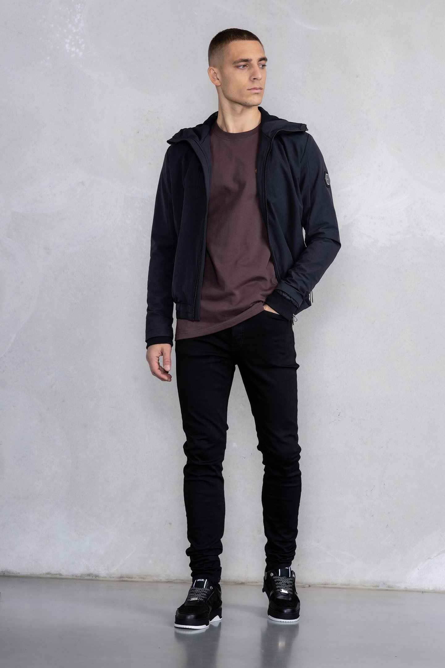 ALEC HOODED WINDBREAKER JACKET JET BLACK 2