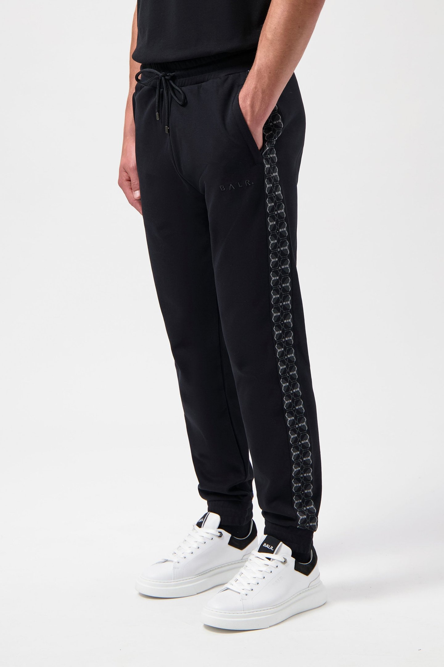 BALR. MONOGRAM TAPE REGULAR FIT TRACK PANTS JET BLACK 4