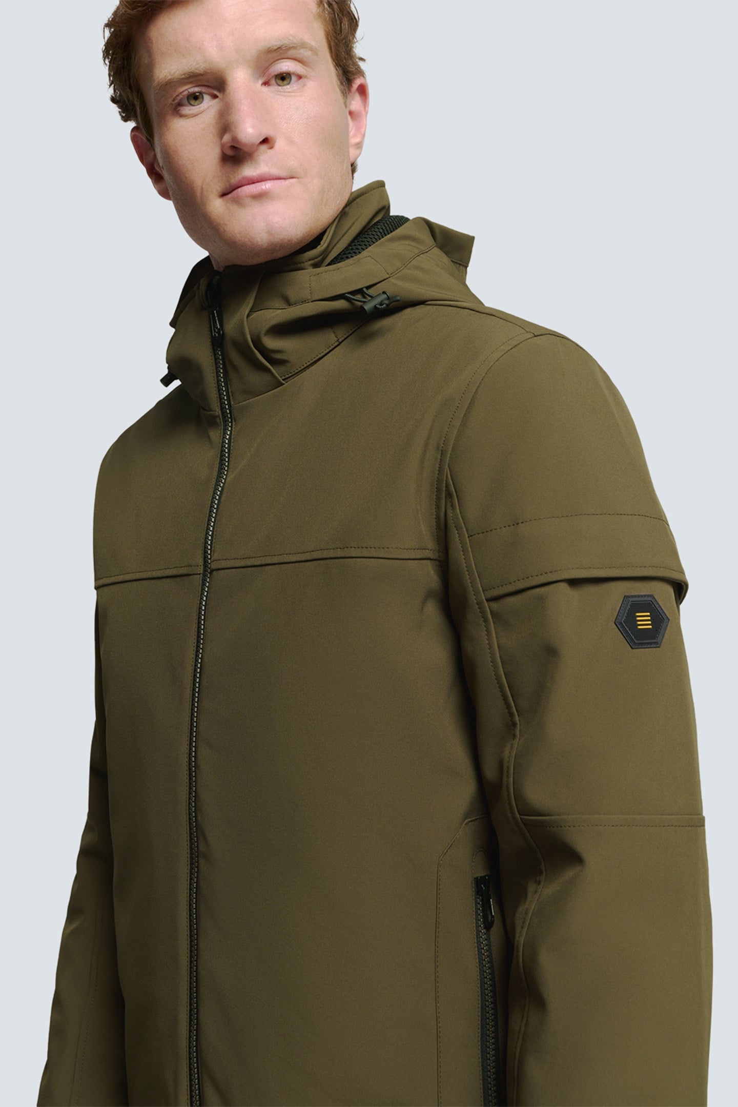 JACKET SHORT FIT HOODED SOFTSHELL STRETCH TAUPE 6