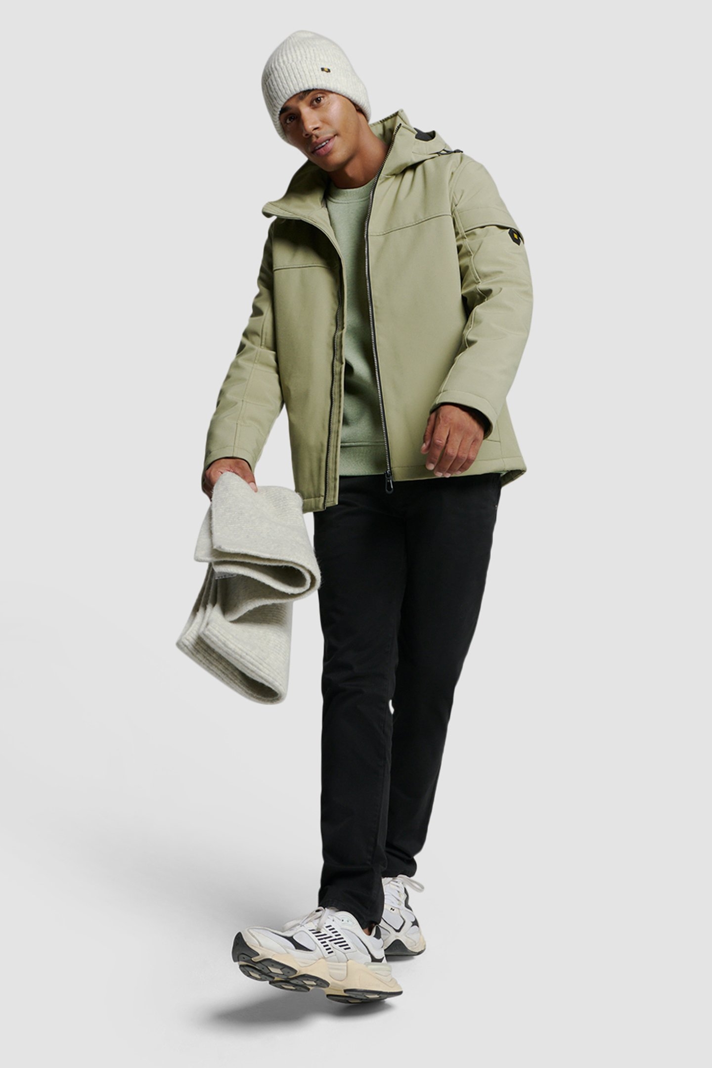 JACKET SHORT FIT HOODED SOFTSHELL STRETCH SMOKE 3