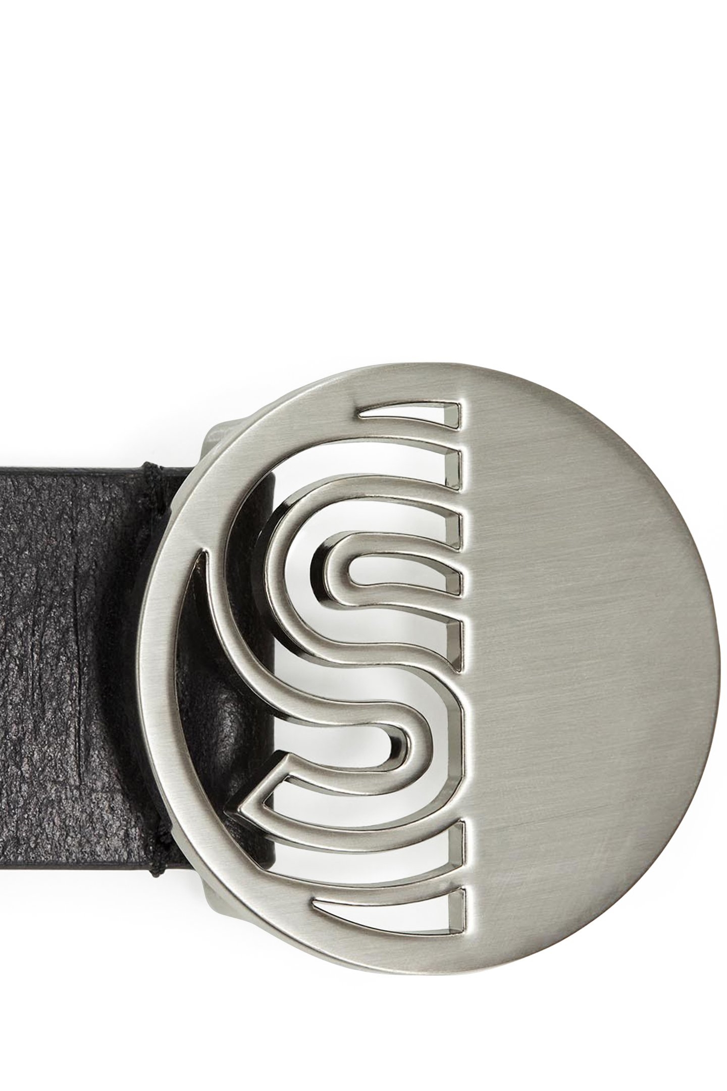 AGREE _ BLACK LEATHER BELT WITH ART DECO BUCKLE 3