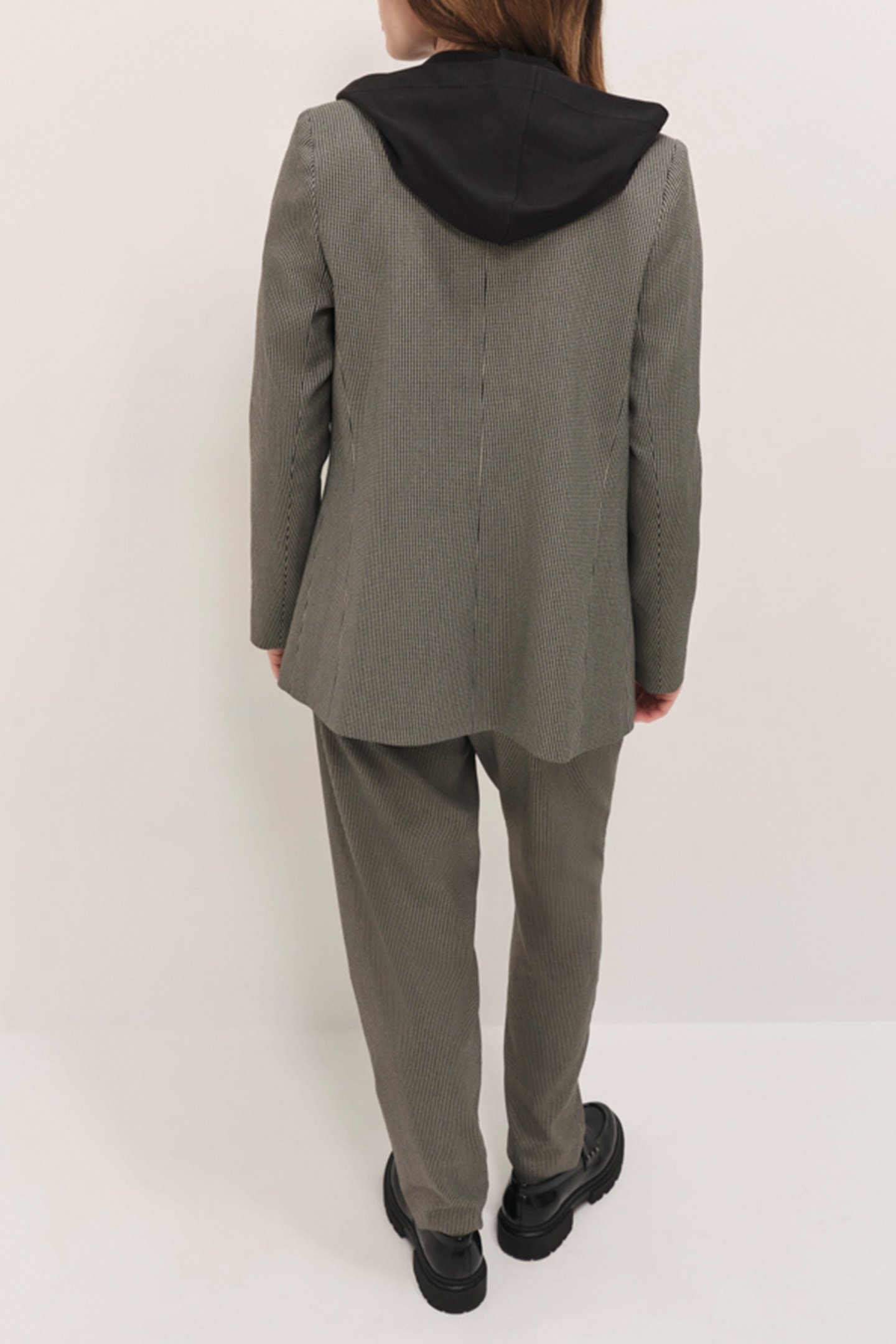 VITO - BLACK PINSTRIPE SUIT JACKET WITH REMOVABLE HOODED COL 4