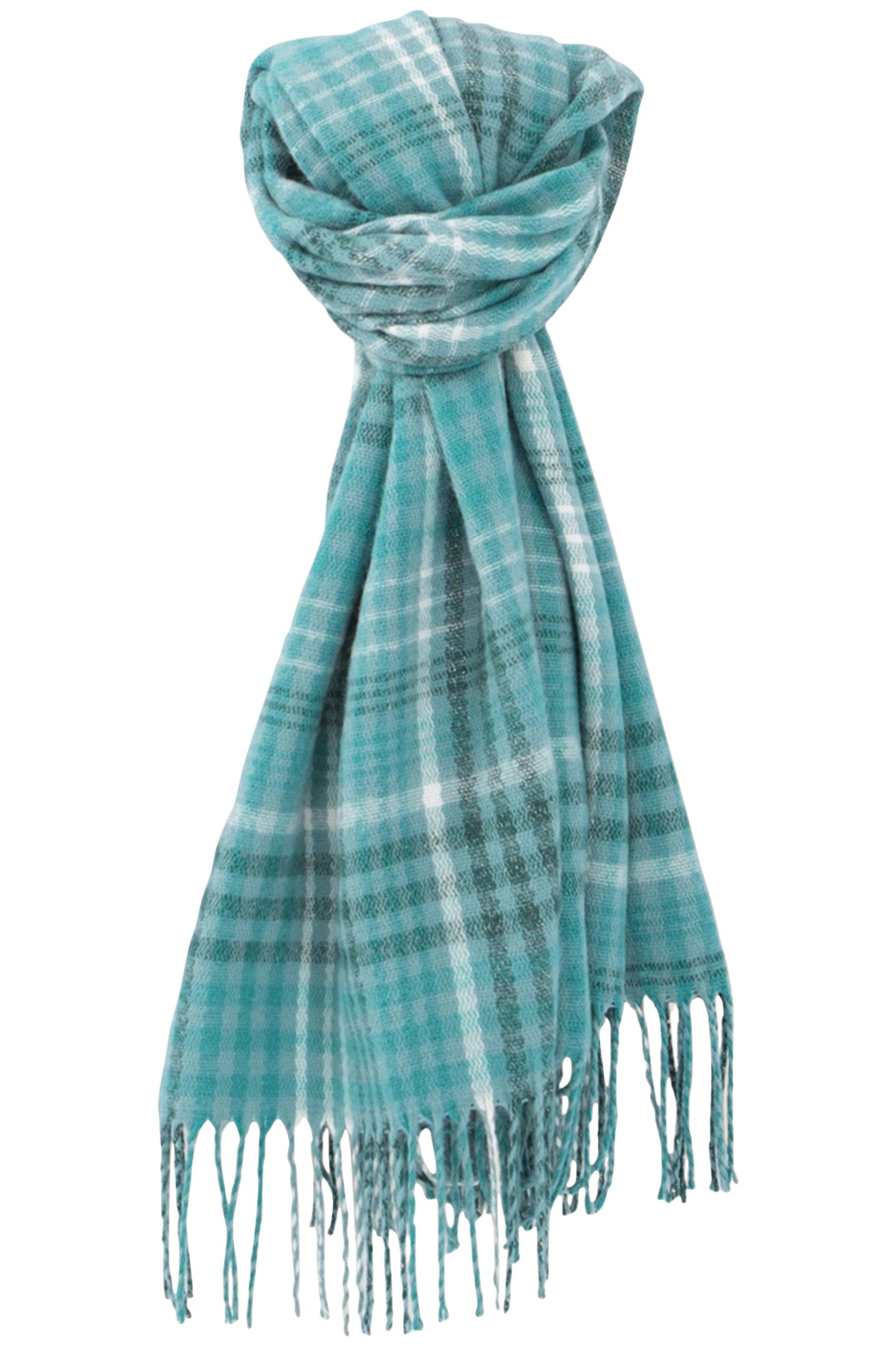 ABENE - CELADON SCARF WITH LUREX CHECK PATTERN 1