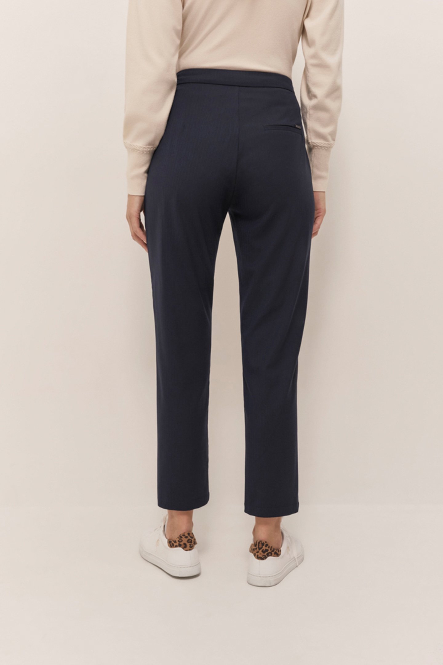 PASSY - NAVY BLUE NEO-CARROT 7/8 SUIT PANTS WITH TENNIS STRI 2