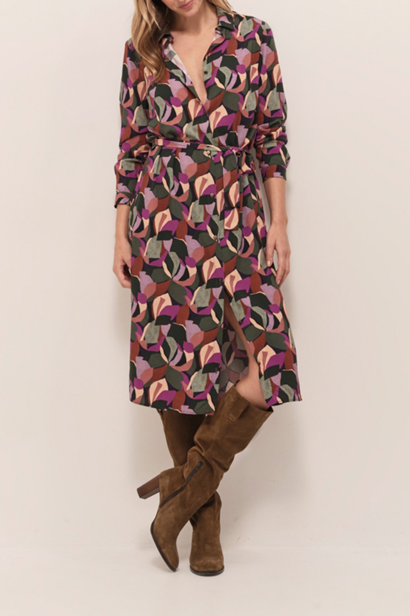 REGINA - SYCAMORE MIDI SHIRT DRESS WITH ARTY PRINT COLOR 4