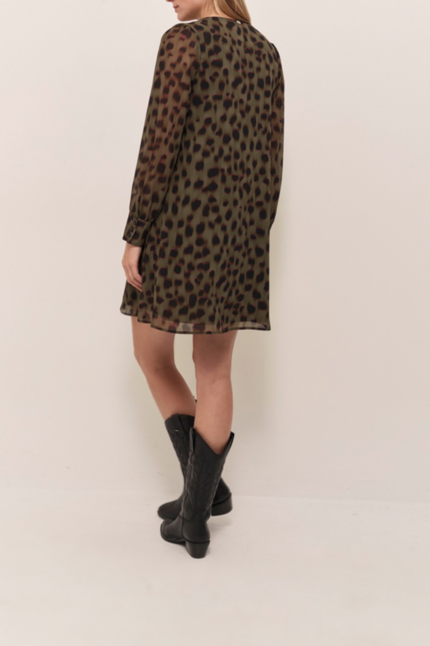 REACH - KHAKI DRESS WITH BLURRED SPLATTER PRINT 5