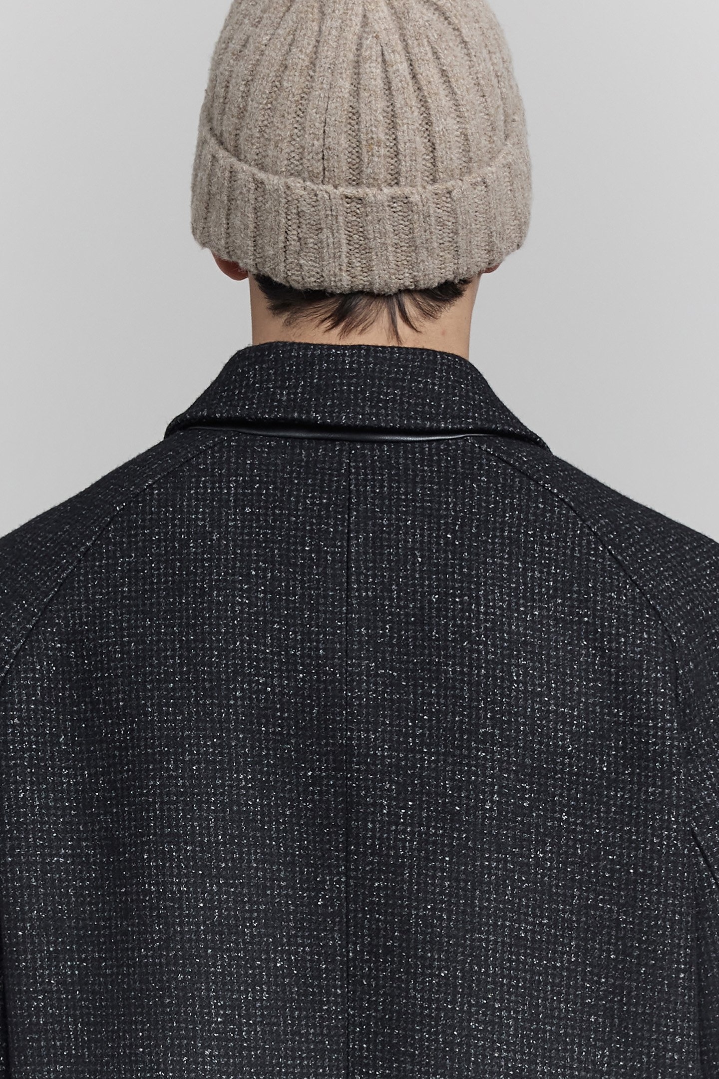 ANTHRACITE WOOL FAUX-PLAIN COAT 5