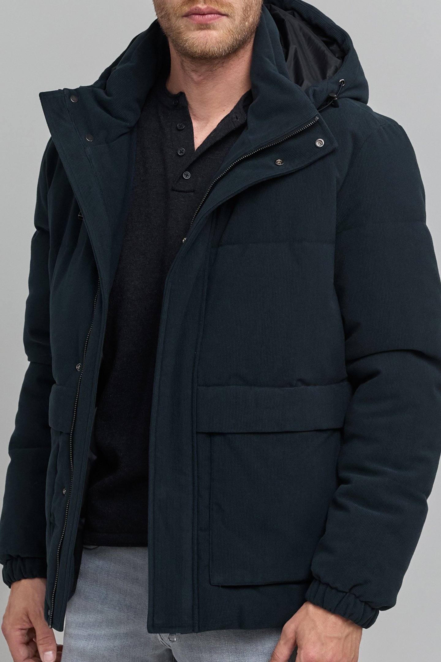 NAVY VELVET RELIEF PADDED JACKET 3