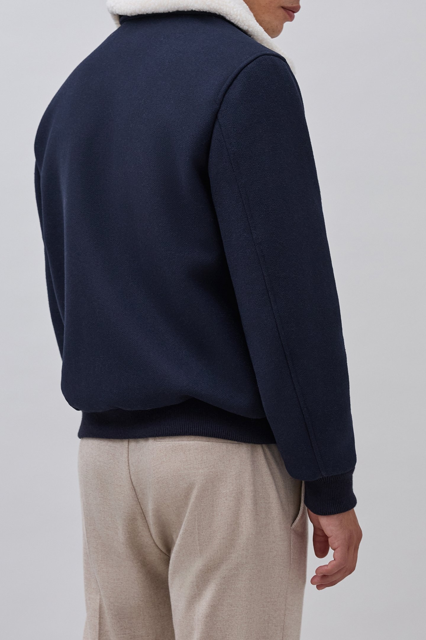 WOOL FABRIC FLIGHT JACKET WITH FUR-LINED COLLAR 2