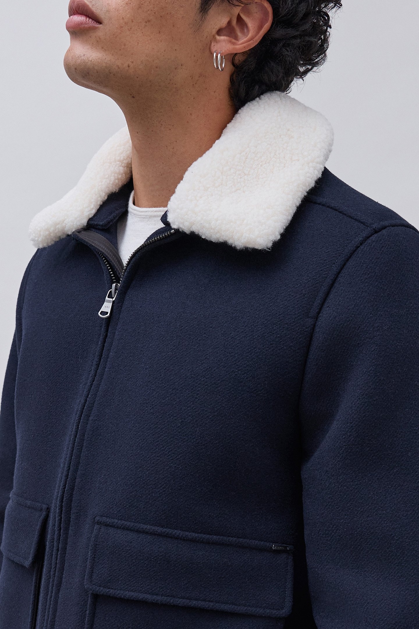 WOOL FABRIC FLIGHT JACKET WITH FUR-LINED COLLAR 6