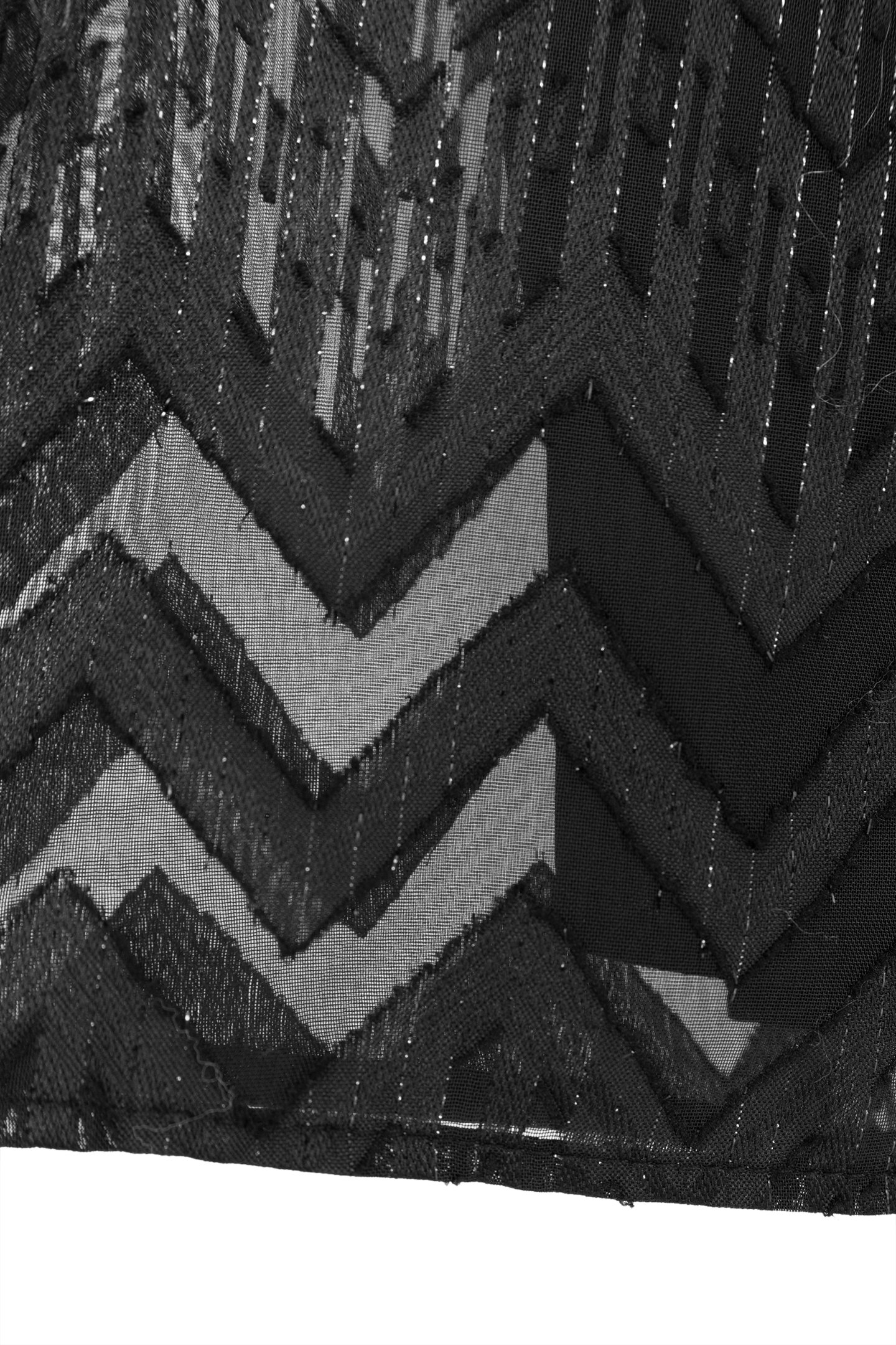 SHORT BLACK HERRINGBONE JACQUARD VOILE SKIRT 7