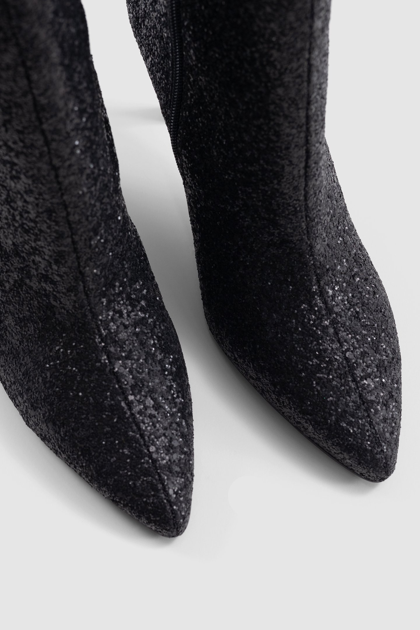 PURE EDITION-BLACK GLITTER HEELED BOOTIES 5
