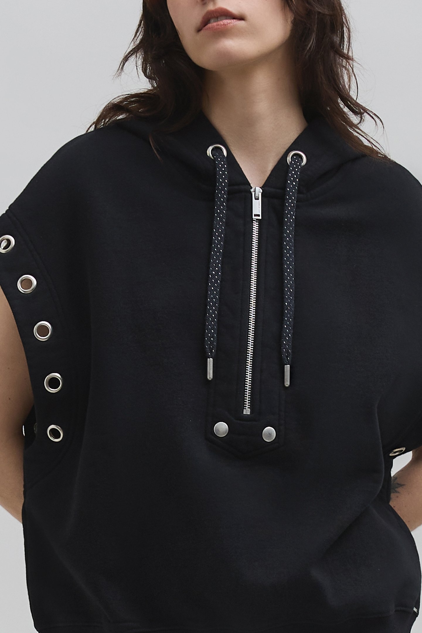 BLACK OVERSIZED COTTON FLEECE SWEATSHIRT 6