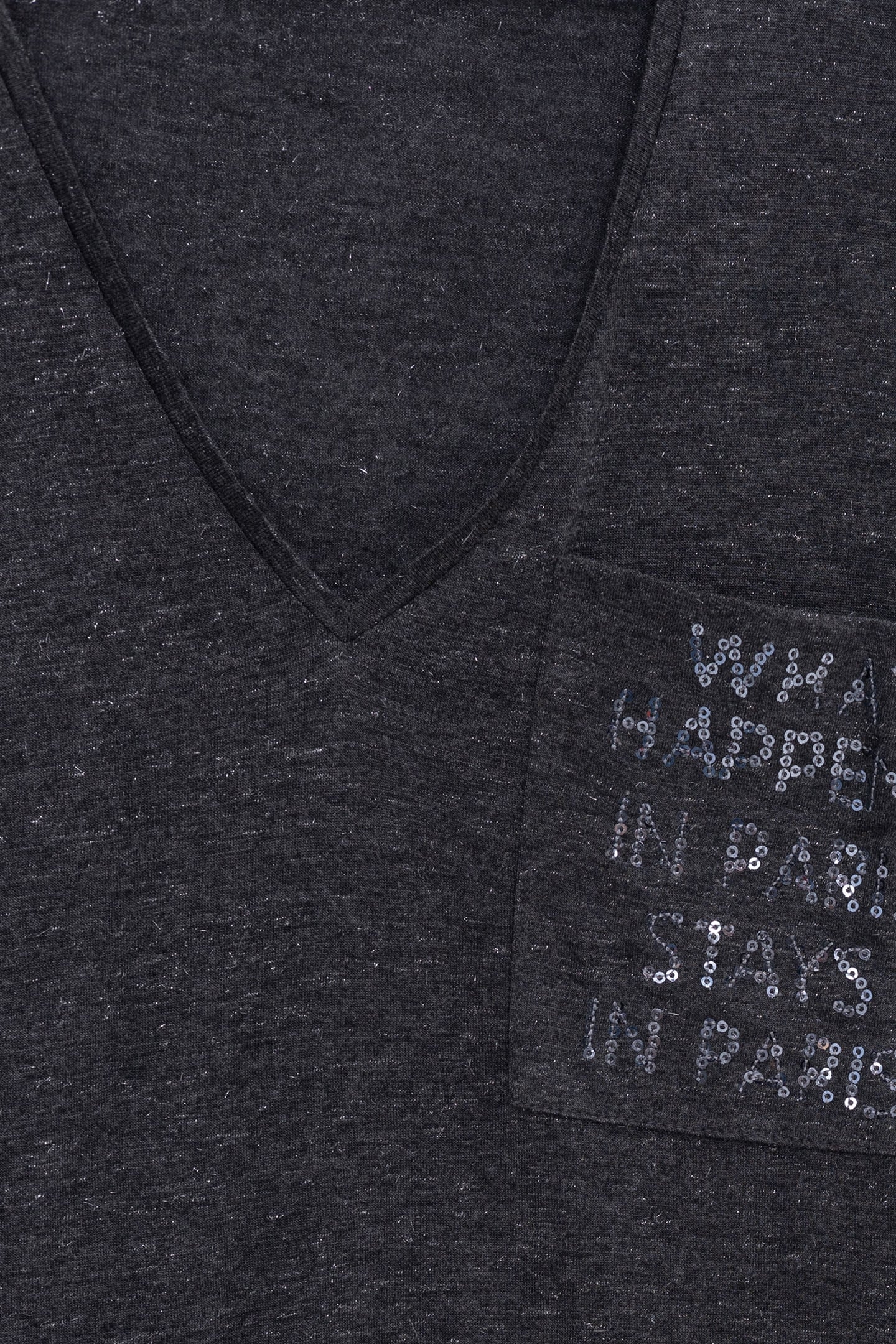 GRAY LUREX POCKET TEE WITH SEQUINS MESSAGE 4