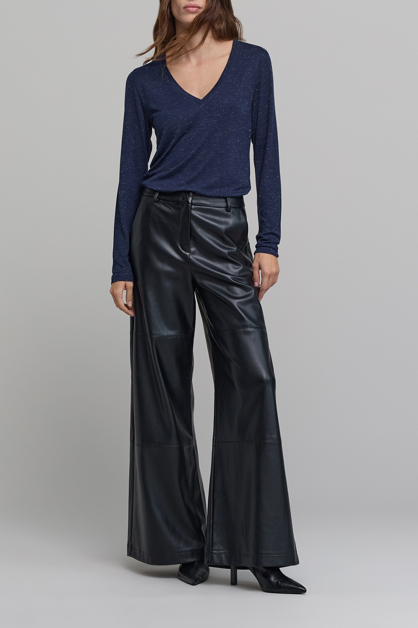 NAVY LUREX KNIT TEE-SHIRT WITH CURB CHAIN DESIGN 3