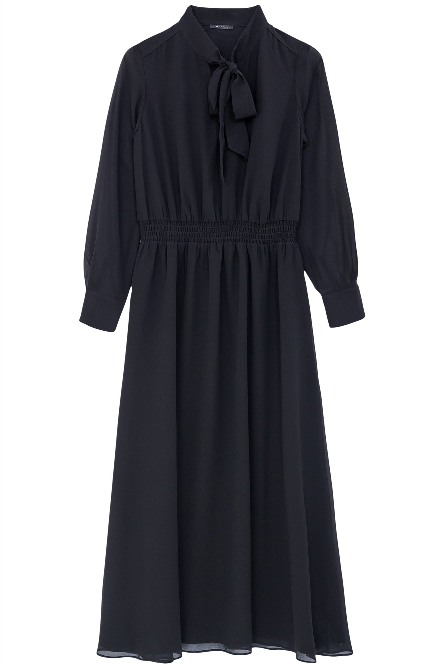BLACK LONG DRESS WITH LAVALLIÈRE COLLAR 1