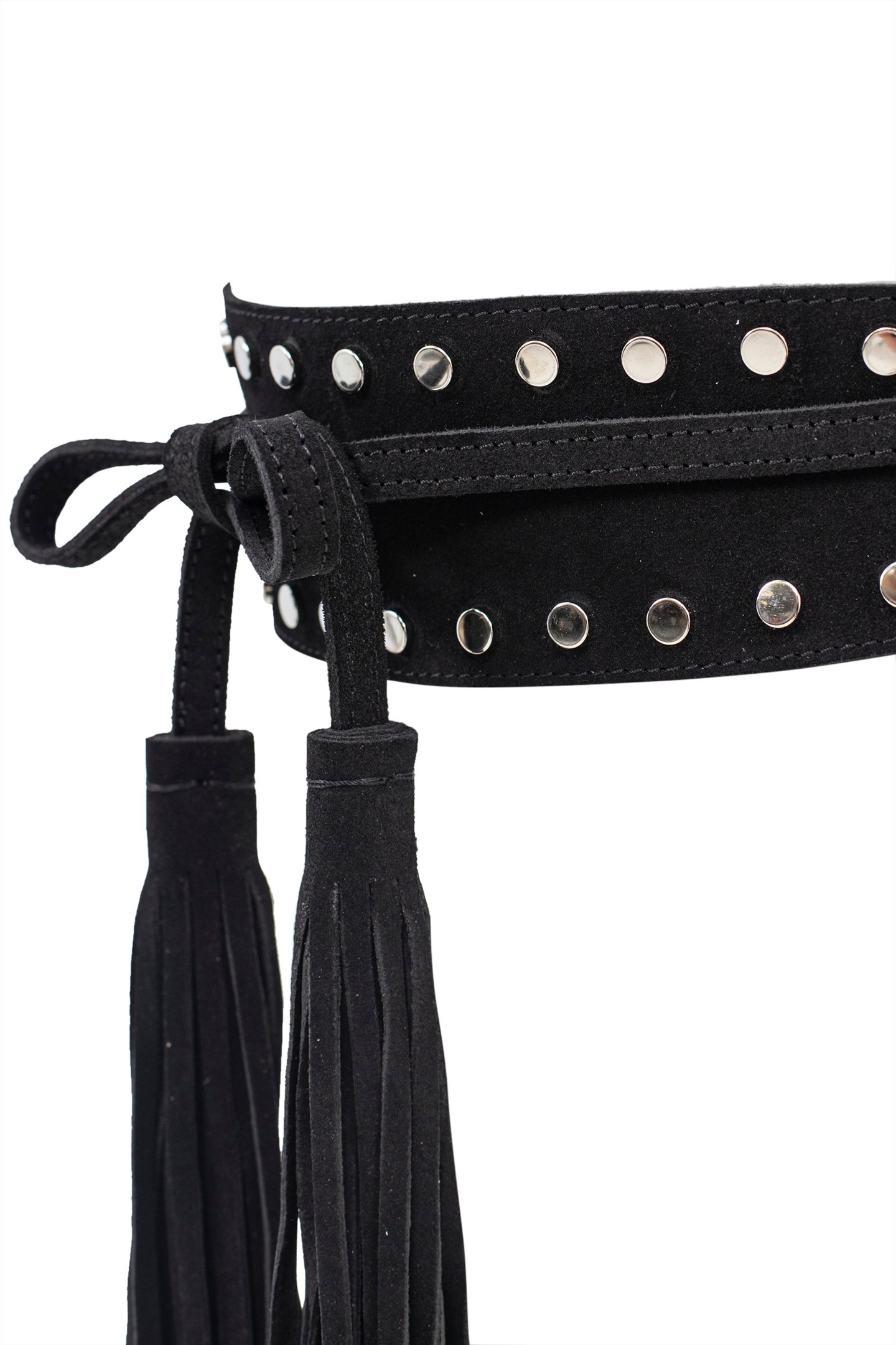 BLACK STUDDED SUEDE WIDE BELT 2