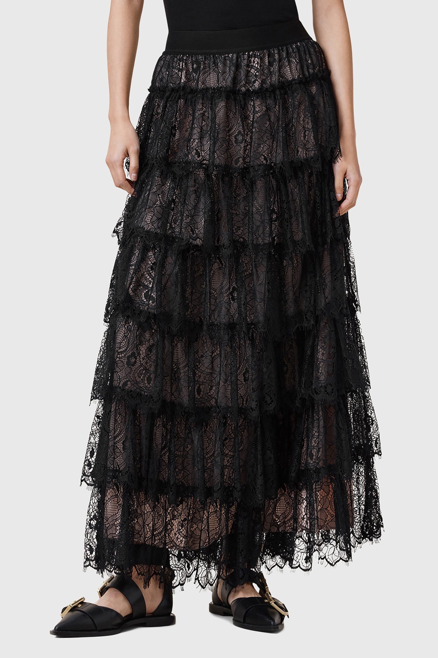 RORY LACE MAXI SKIRT BLACK 1