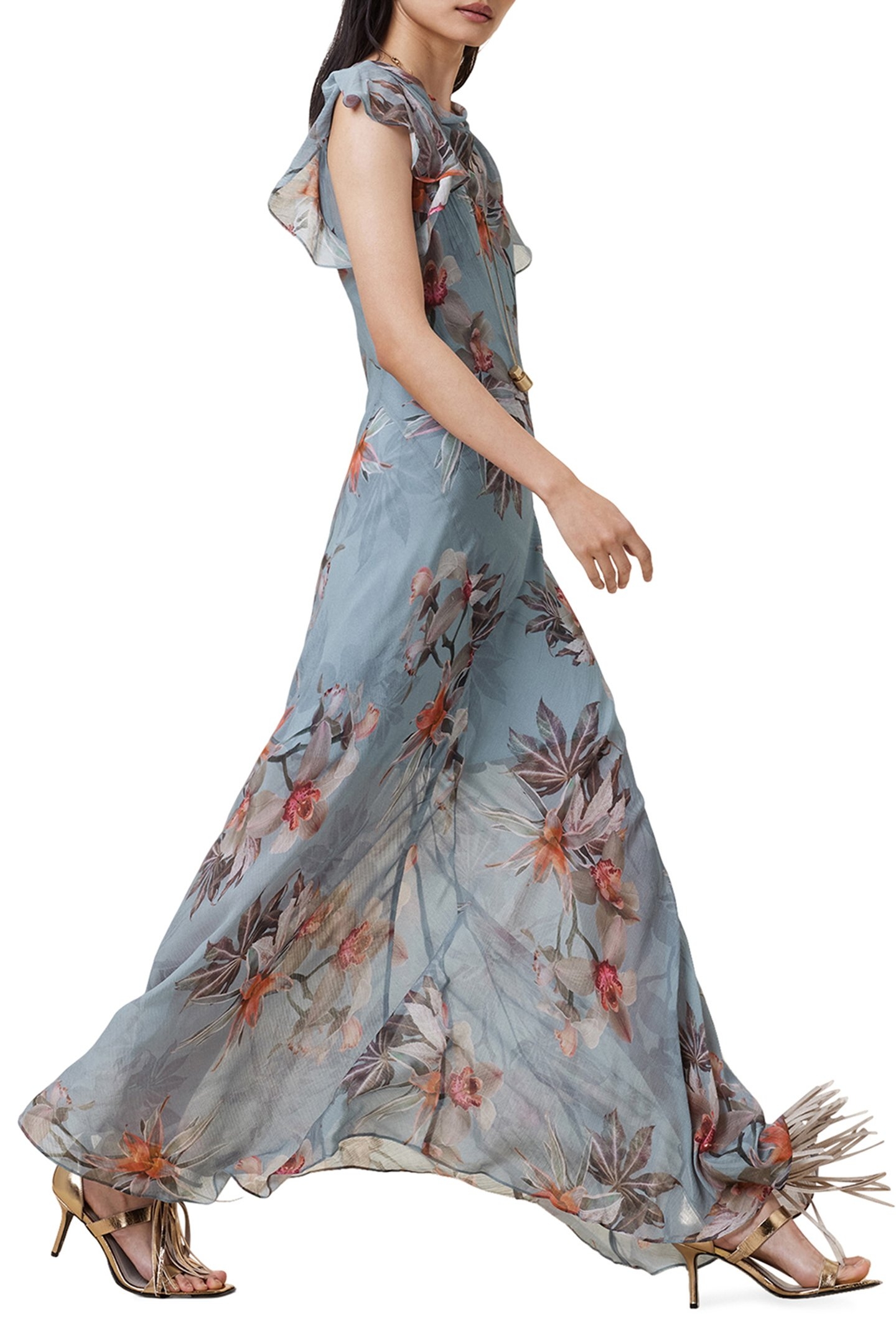 FLORA DRESS ADENA DUSTY BLUE 4