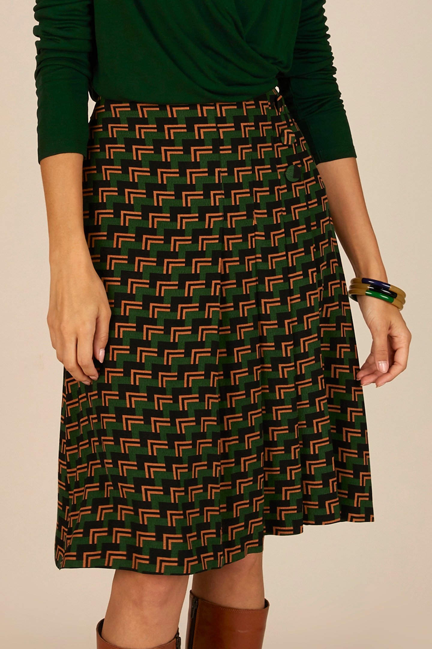 PLEATED VISCOSE SKIRT GREEN 1