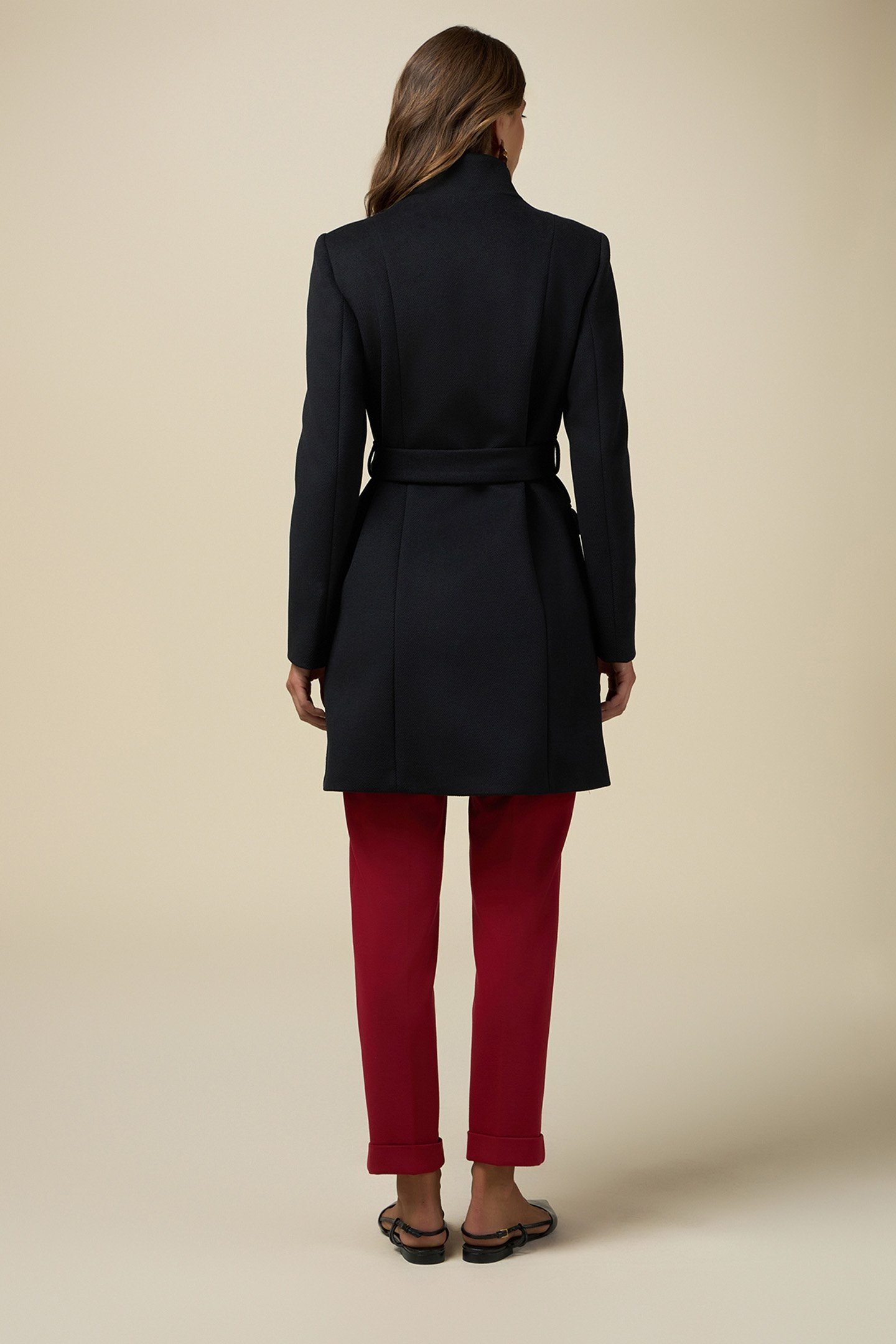 DOUBLE-BREASTED COAT WITH BELT BLACK 2