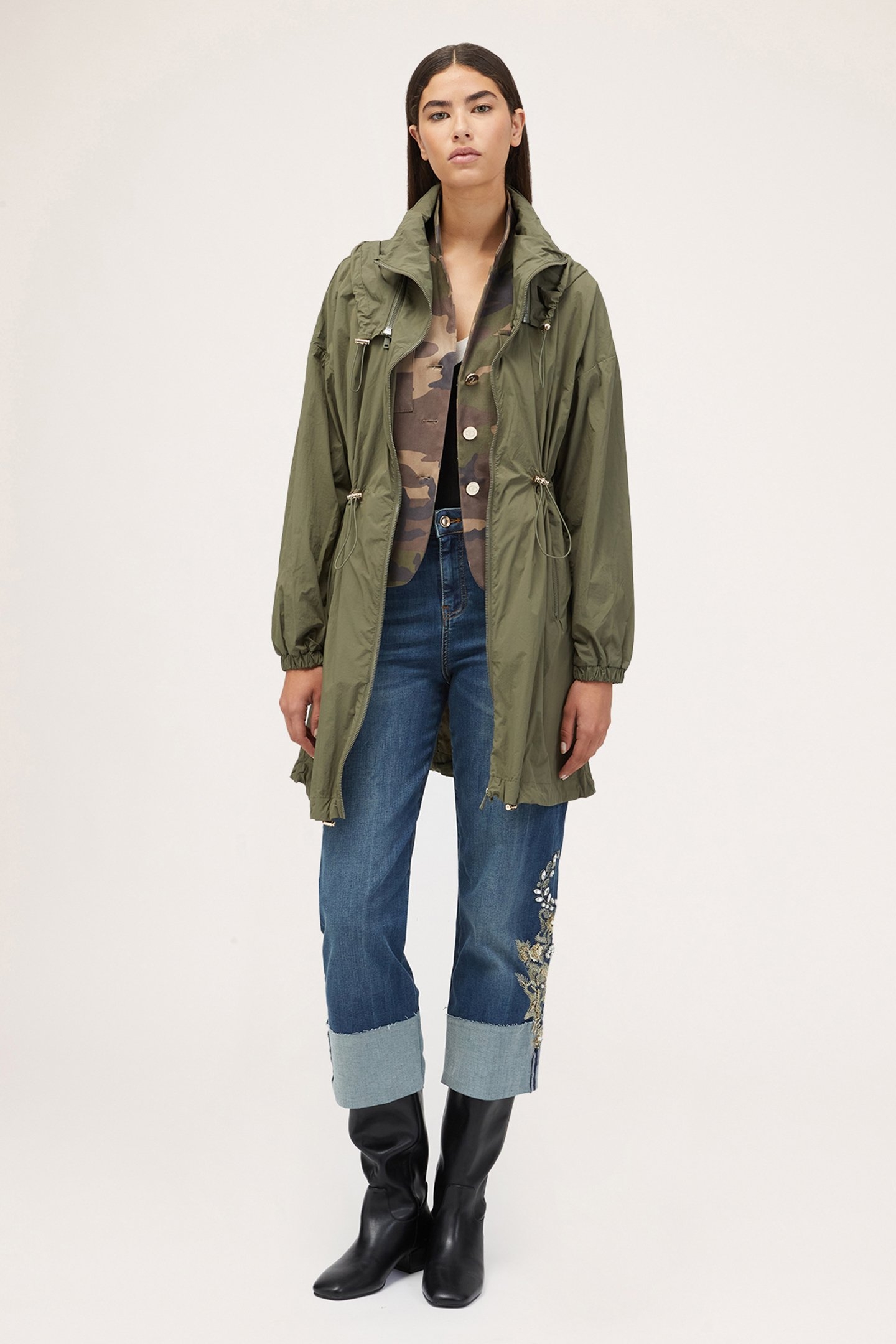 CAMOUFLAGE PATTERNED SINGLE-BREASTED JACKET GREEN 3