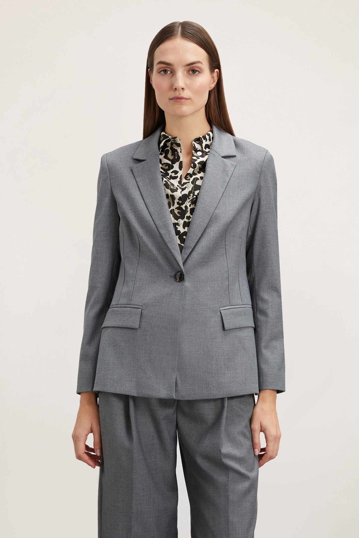 SINGLE-BREASTED POLYVISCOSE JACKET GREY 1