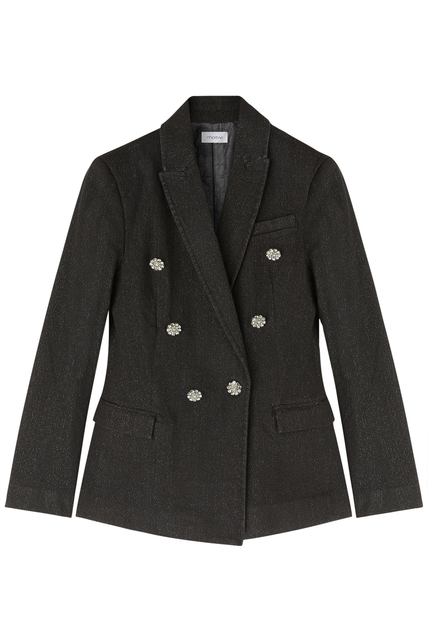 DOUBLE-BREASTED LUREX DENIM BLAZER BLACK 3