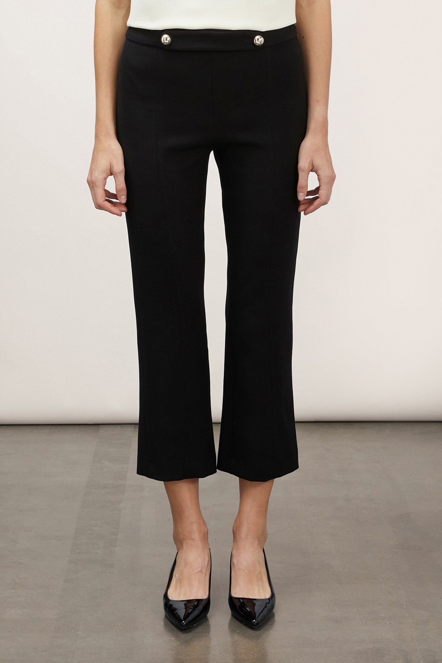 KICK FLARE TROUSERS WITH STRAP BLACK 1