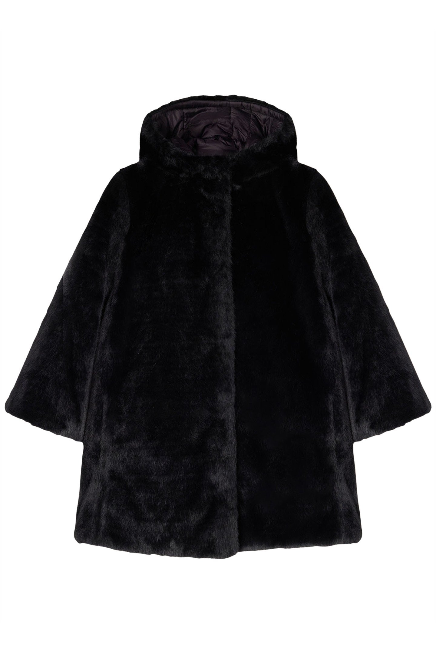 LONG TEDDY CAPE WITH HOOD BLACK 4