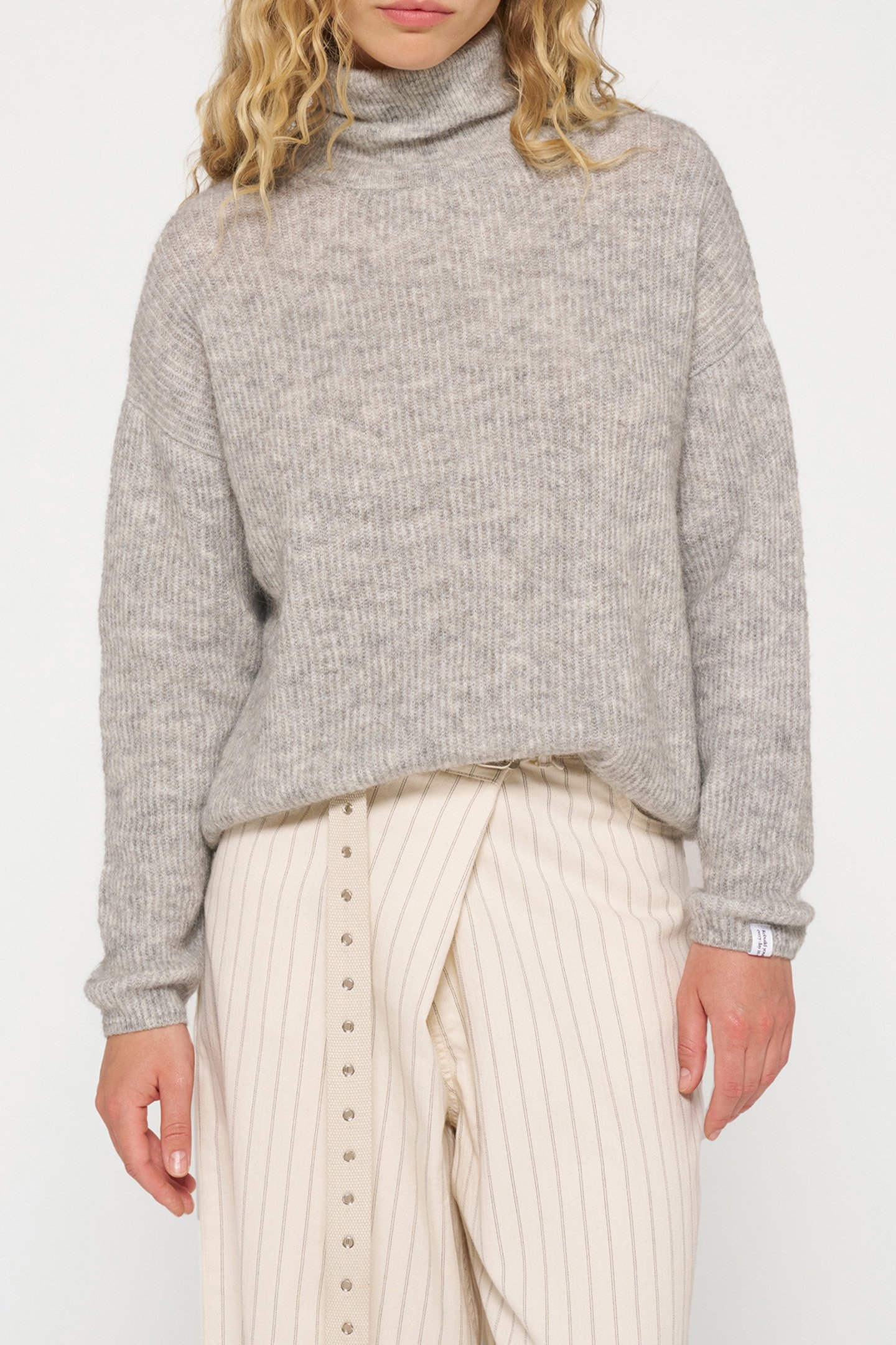 COLL SWEATER SOFT KNIT LIGHT GREY MELEE 1