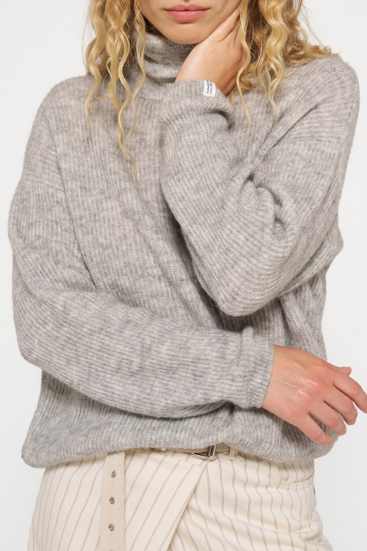 COLL SWEATER SOFT KNIT LIGHT GREY MELEE 6