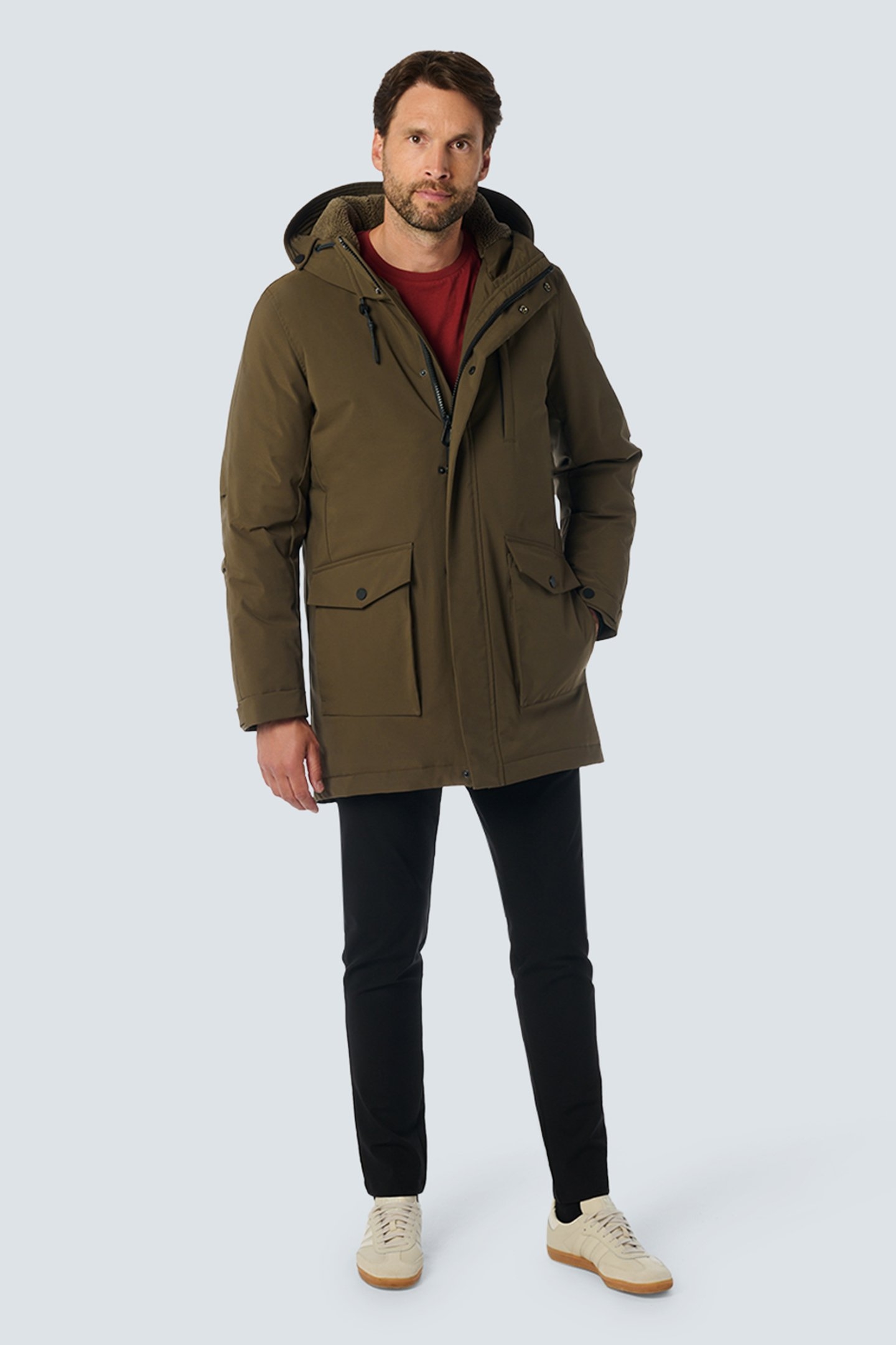 JACKET LONG FIT HOODED TAUPE 3