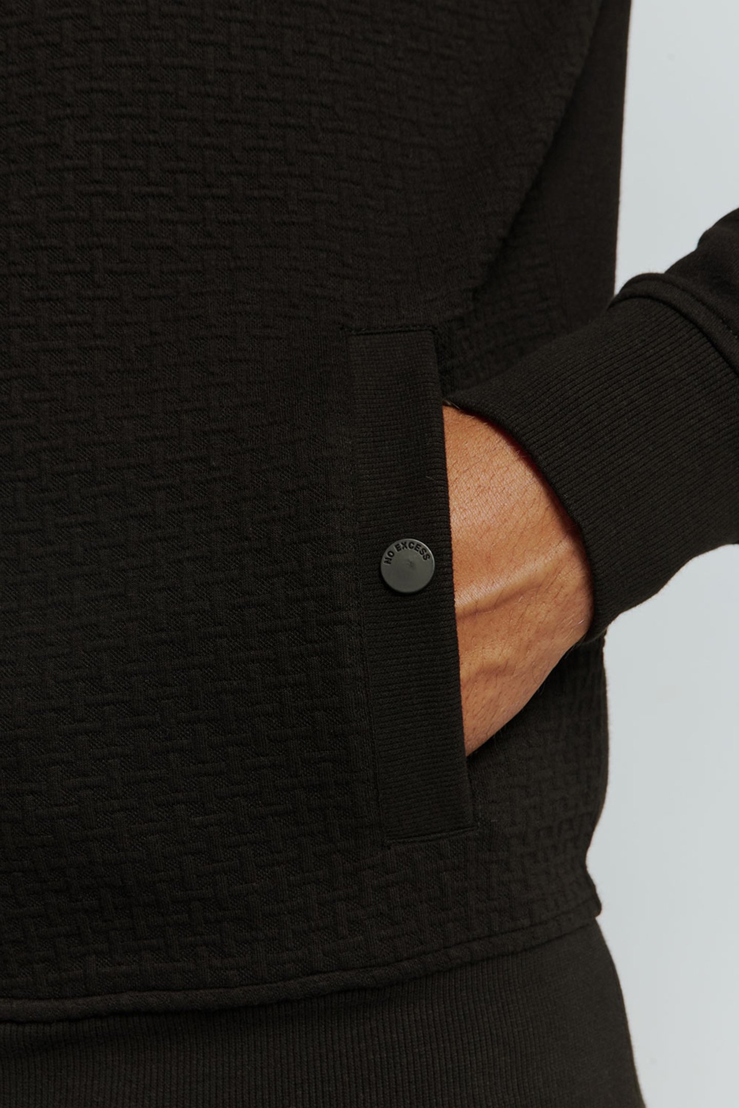 SWEATER HOODED FULL ZIPPER DOUBLE LAYER JACQUARD STRETCH BLA 7