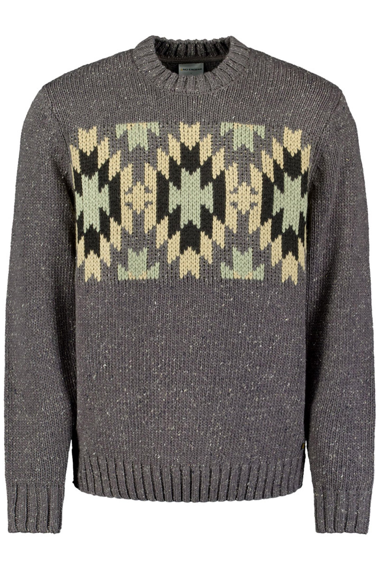 PULLOVER CREWNECK JACQUARD PATTERN WITH SILK DARK GREY 4