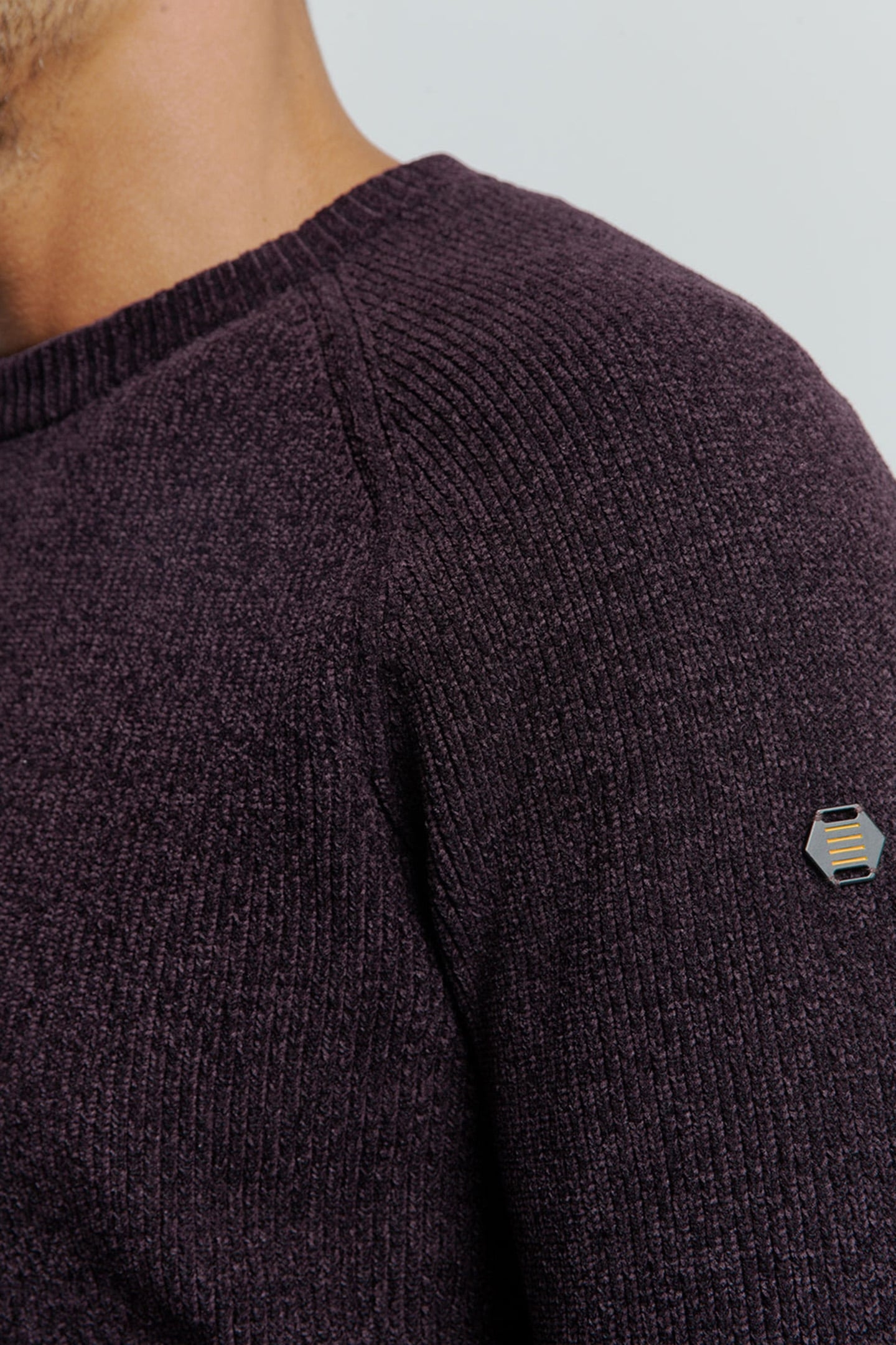 PULLOVER CREWNECK 2 COLOURED CHENILLE AUBERGINE 7