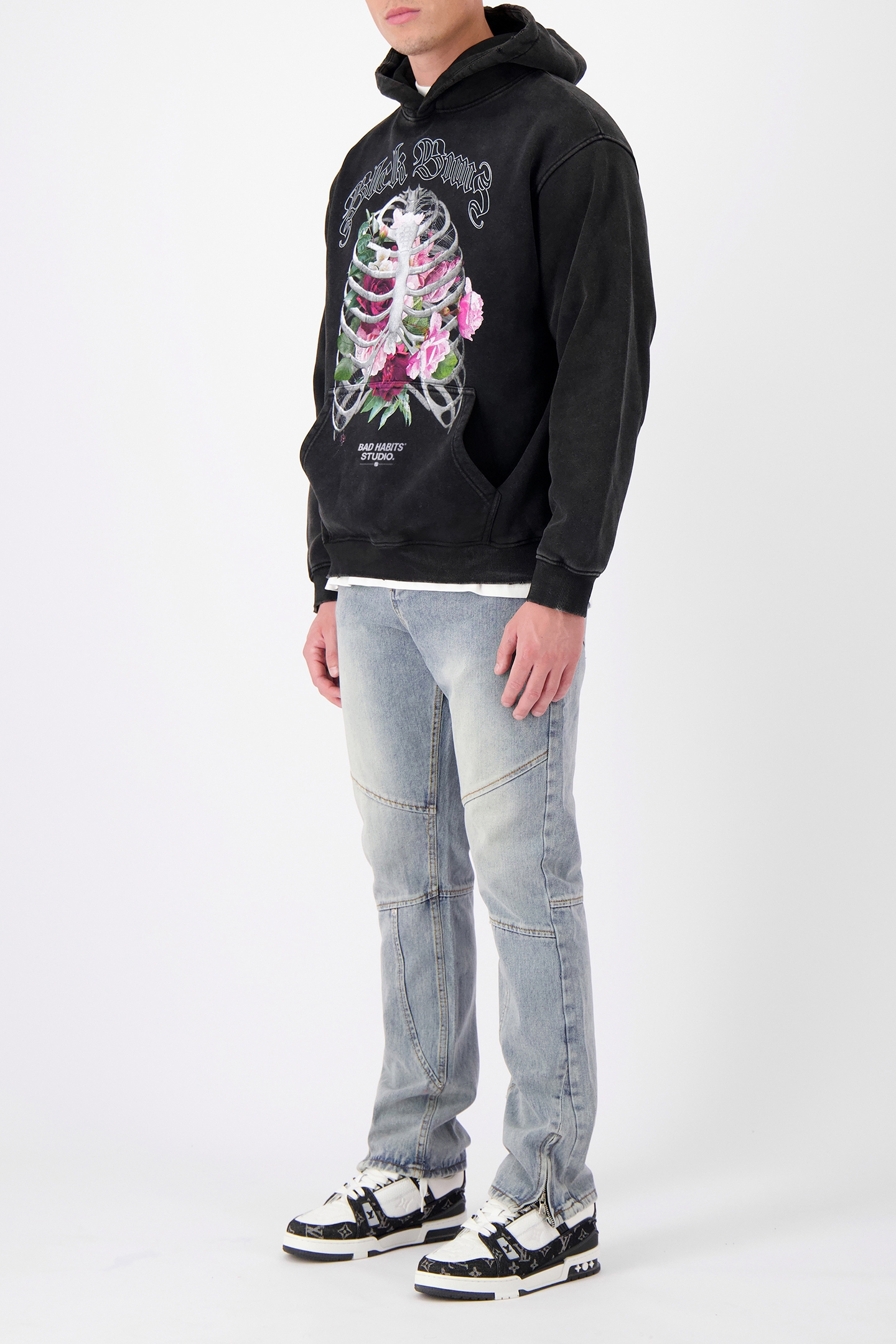 RIBCAGE HOODIE WASHED BLACK 3