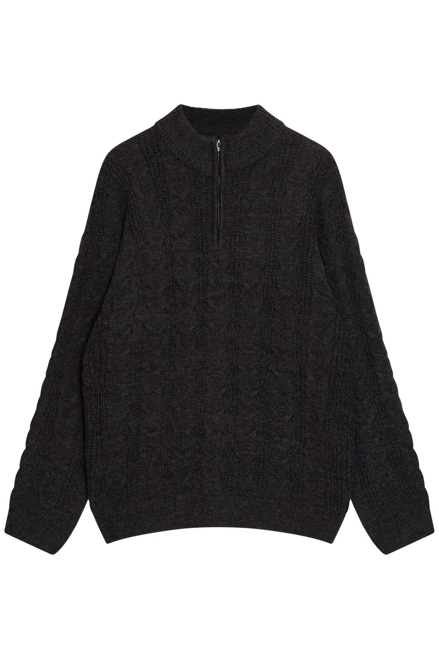 HALF ZIP CABLE CHARCOAL MEL 1